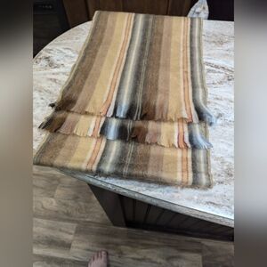 Tresart Cache Alpaca Scarf Striped earth tones. EUC. fringed. 76 x13 inches.